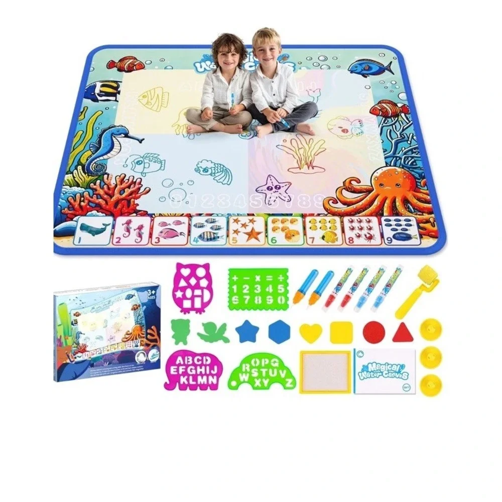 Water Doodle Mat,Kids Painting Mat, Toddlers Drawing Writing Toys,Reusable Co...